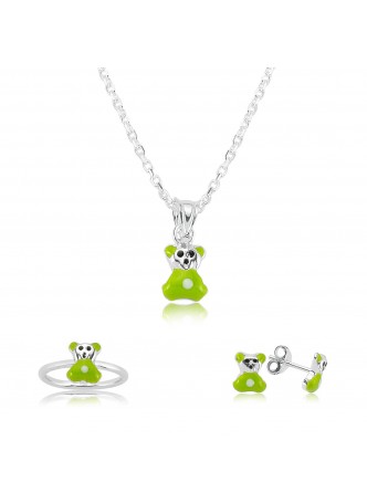 Gümüş Yeşil Ayıcık Çocuk Set