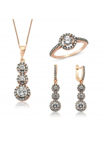 Gümüş Üçlü Pırlanta Set