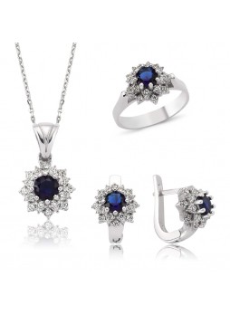 Gümüş Mavi Nilüfer Çiçeği Set