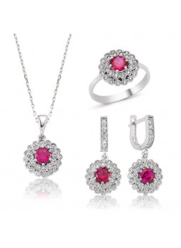 Gümüş Pembe Karanfil Set