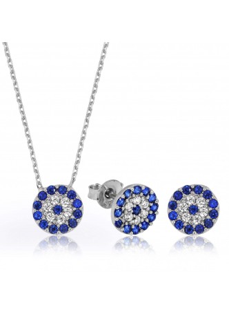 Gümüş Nazar Boncuğu Set