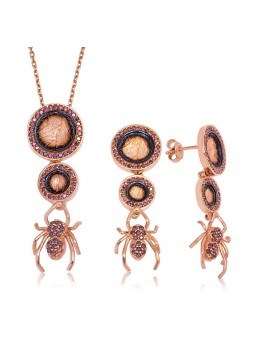 Gümüş Örümcek ve Yaprak Set