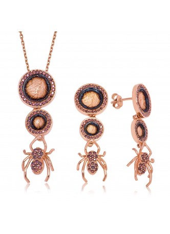 Gümüş Örümcek ve Yaprak Set