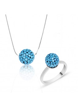 Gümüş Firuze Taşlı Top Set