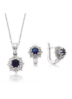 Gümüş Mavi Nilüfer Çiçeği İkili Set