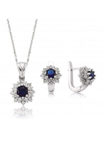 Gümüş Mavi Nilüfer Çiçeği İkili Set