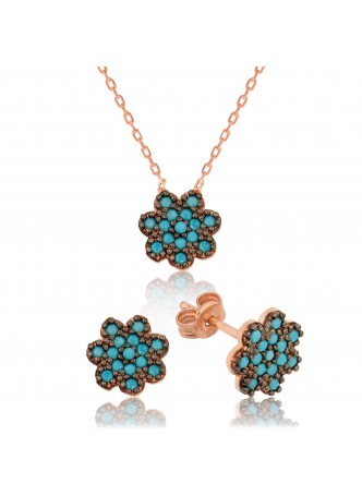 Gümüş Mavi Çiçek Set