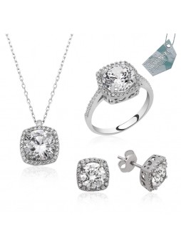Gümüş Swarovski Kare Set