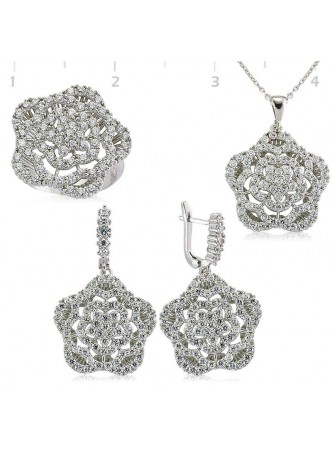 Gümüş Zirkon Taşlı Gümüş Set