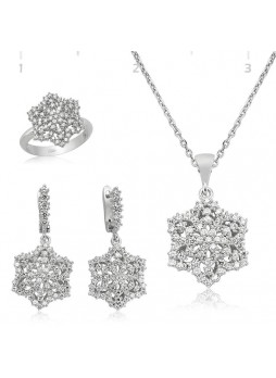 Gümüş Zirkon Taşlı Damla Set