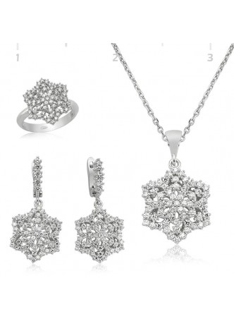 Gümüş Zirkon Taşlı Damla Set