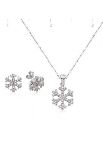 Zirkon Taşlı Kartanesi Gümüş Set