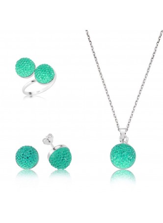 Swarovski Taşlı Mavi Set