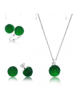 Swarovski Taşlı Yeşil Set