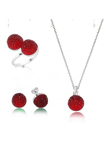 Swarovski Taşlı Kırmızı Set