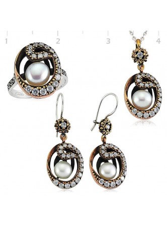 Vav İnci Otantik Gümüş Set