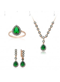 Rose Kaplama Otantik Gümüş Damla Set