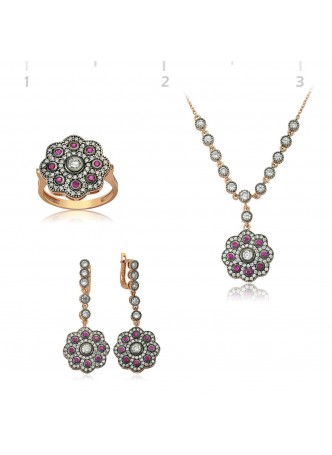 Rose Kaplama Pembe Menekşe Set