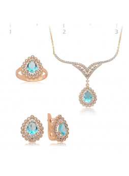 Topaz Taşlı Rose Damla Set