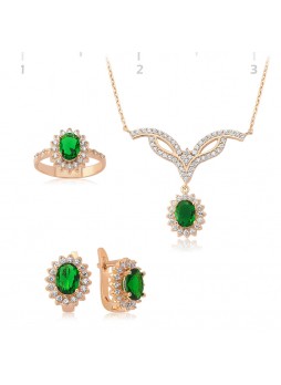 Rose Zümrüt Taşlı Papatya Set