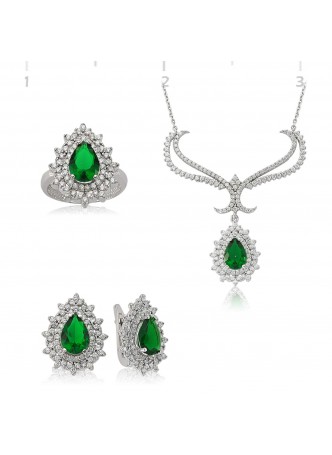 Zümrüt Damla Taşlı Peri Set