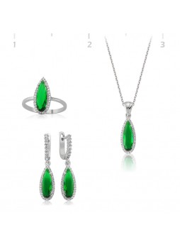 Zümrüt Taşlı Damla Set