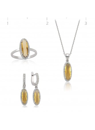 Sarı Safir Zirkon Taşlı Set