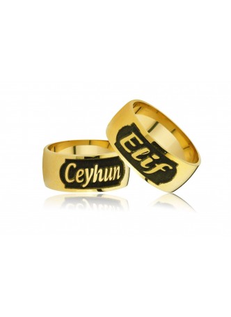 Gümüş Özel İsimli Çift Alyans