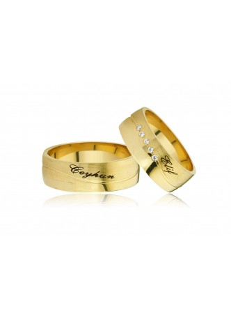 Gümüş Kişiye Özel Taşlı Çift Alyans