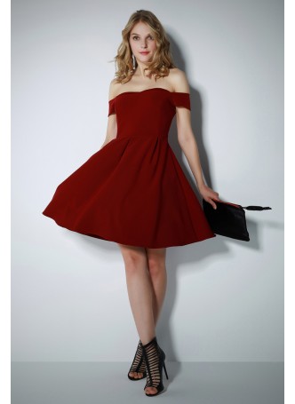 STRAPLEZ KLOŞ ELBİSE – BORDO
