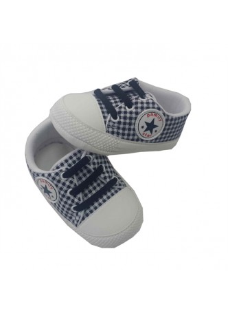 Pamily Baby Küçük Kareli Bebek İlk Adım Ayakkabısı Lacivert