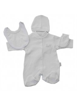 Babyzuff Düz Renk Prematüre Bebek Tulumu Beyaz