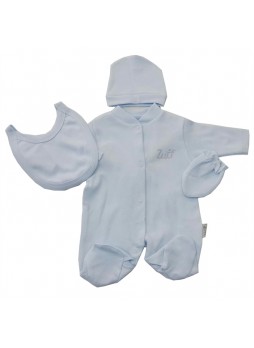 Babyzuff Düz Renk Prematüre Bebek Tulumu Mavi