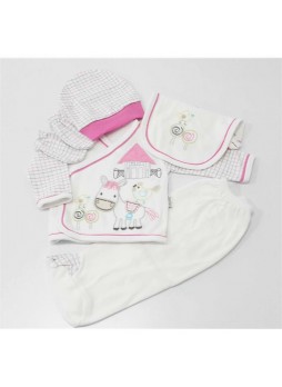 Leylek Baby Çiftlik 5 Parça Bebek Zıbın Seti Pembe