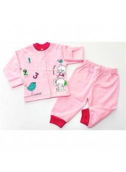 Minice Kids 123 Baskılı Yenidoğan Bebek Takımı Pembe