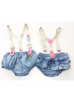 Overdo Çiçekli Kız Bebek Kot Slip