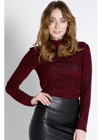 Bordo Sırt Detaylı Bluz