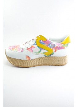 Çiçek Desenli Deri Sneaker