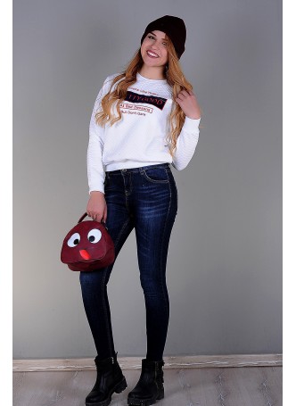 Baskılı Sweat Beyaz