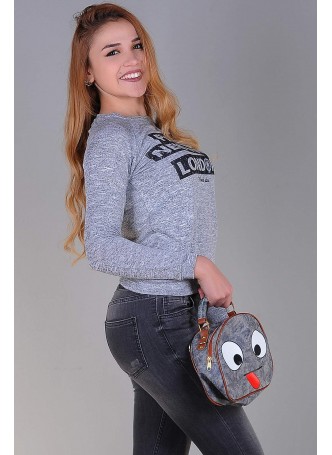 Baskılı Sweat Gri