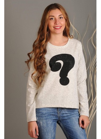 Baskılı Triko Beyaz