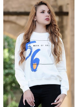 bayan sweat 56 baskılı krem
