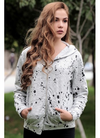 bayan sweat ceket siyah desenli