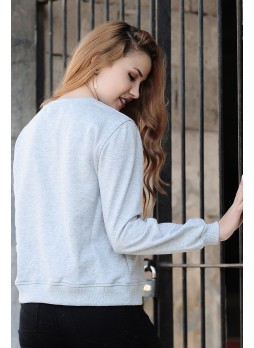 bayan sweat desenli gri