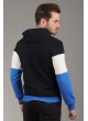 Beyaz Şeritli Kapşonlu Mavi Siyah Sweat