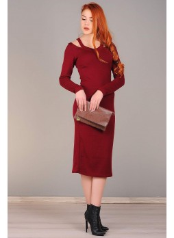 Bordo Triko Elbise