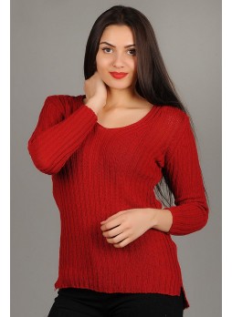 Çizgili Salaş Triko Kırmızı