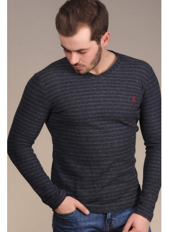 Çizgili Triko Lacivert