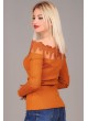 Dantel Küpürlü Kayık Yaka Taba Bluz