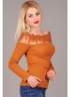 Dantel Küpürlü Kayık Yaka Taba Bluz